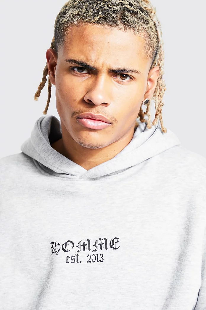 Tall Cross Graphic Badge Hoodie | boohooMAN USA Tall Cross Graphic Badge Hoodie | boohooMAN USA